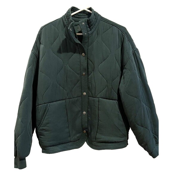 Blank NYC Jackets & Blazers - BLANKNYC Quilted Bomber Jacket Oversized Tencel Dark Green Evergreen Sz Small